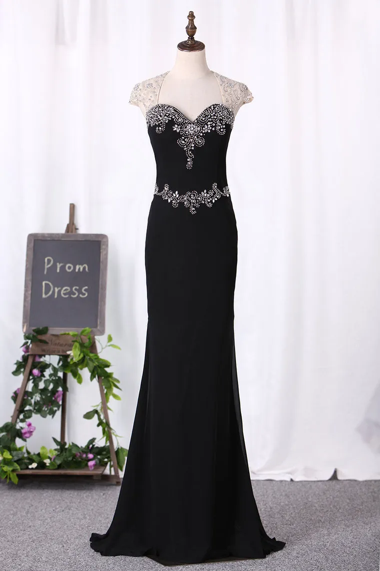 2024 Mermaid Prom Dresses Chiffon Off The Shoulder With Beading