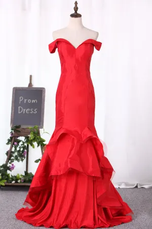2024 New Arrival Prom Dresses Off The Shoulder Mermaid Taffeta