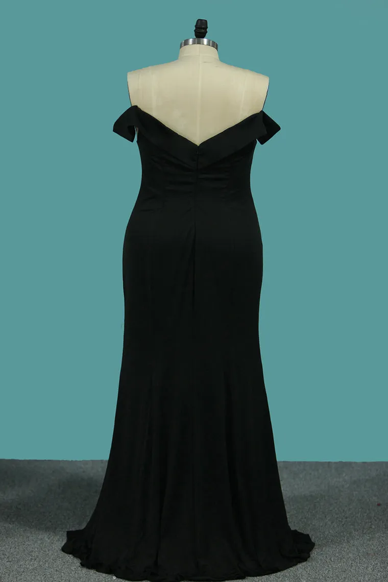 2024 Off The Shoulder Spandex Mermaid Evening Dresses With Slit