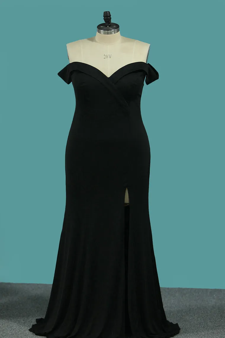 2024 Off The Shoulder Spandex Mermaid Evening Dresses With Slit