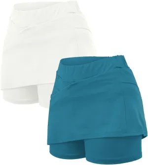 2PC Skorts for Women with Pockets High Waist Tummy Control Skirt Sports Lightweight Fashion Soft Yoga Mini Oufits