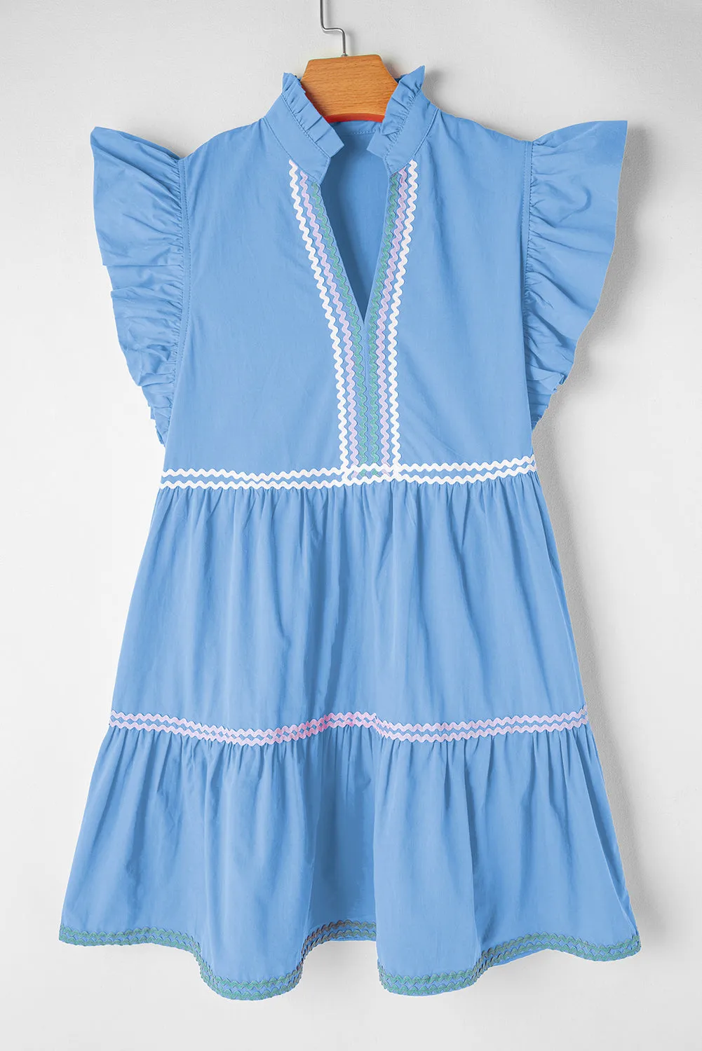 Amelie Flutter Sleeve V Neck Tiered Dress