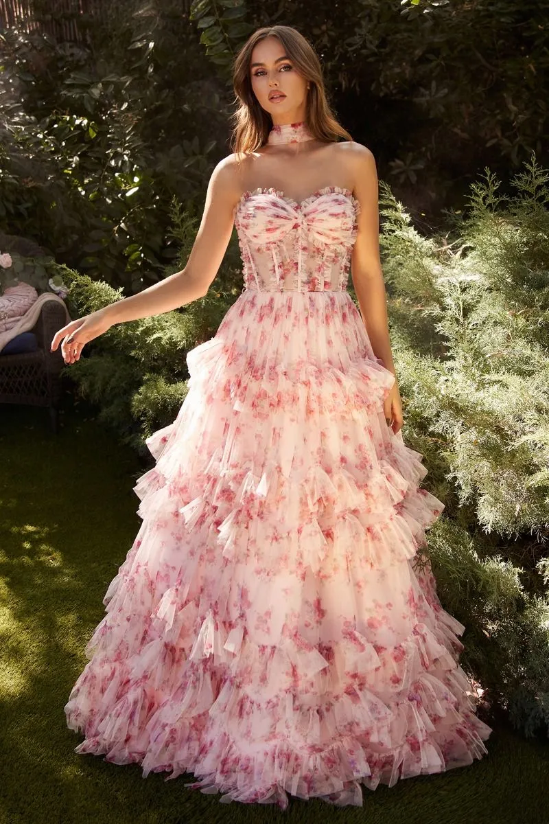 Andrea & Leo A1334 Floral Printed A-Line Dress