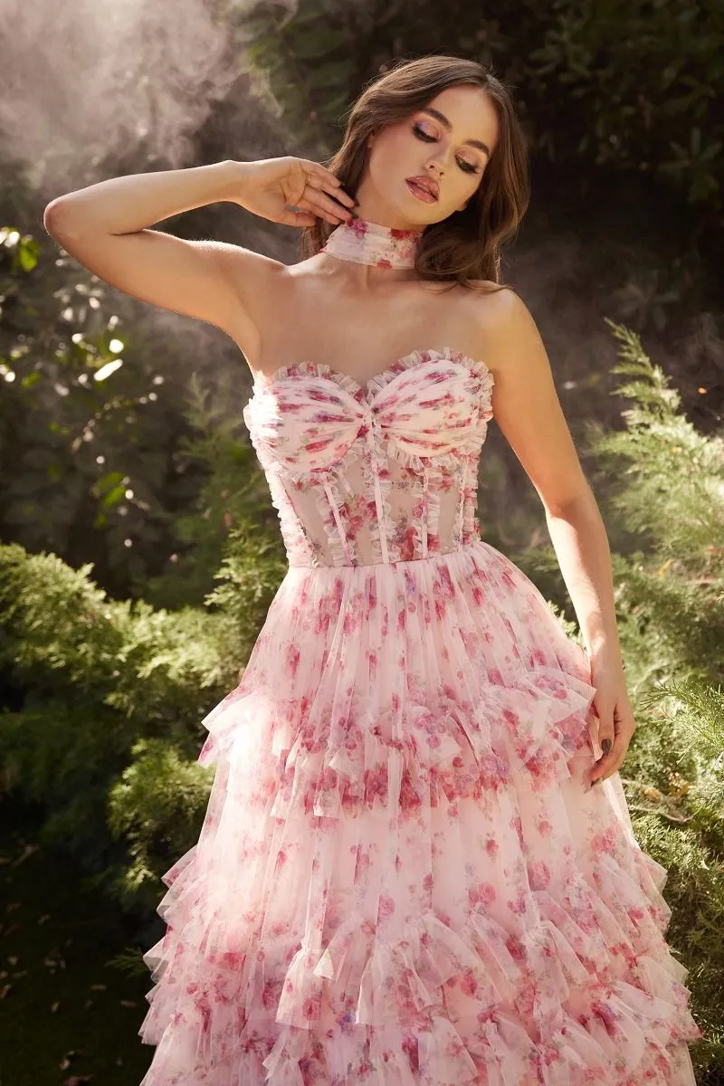 Andrea & Leo A1334 Floral Printed A-Line Dress