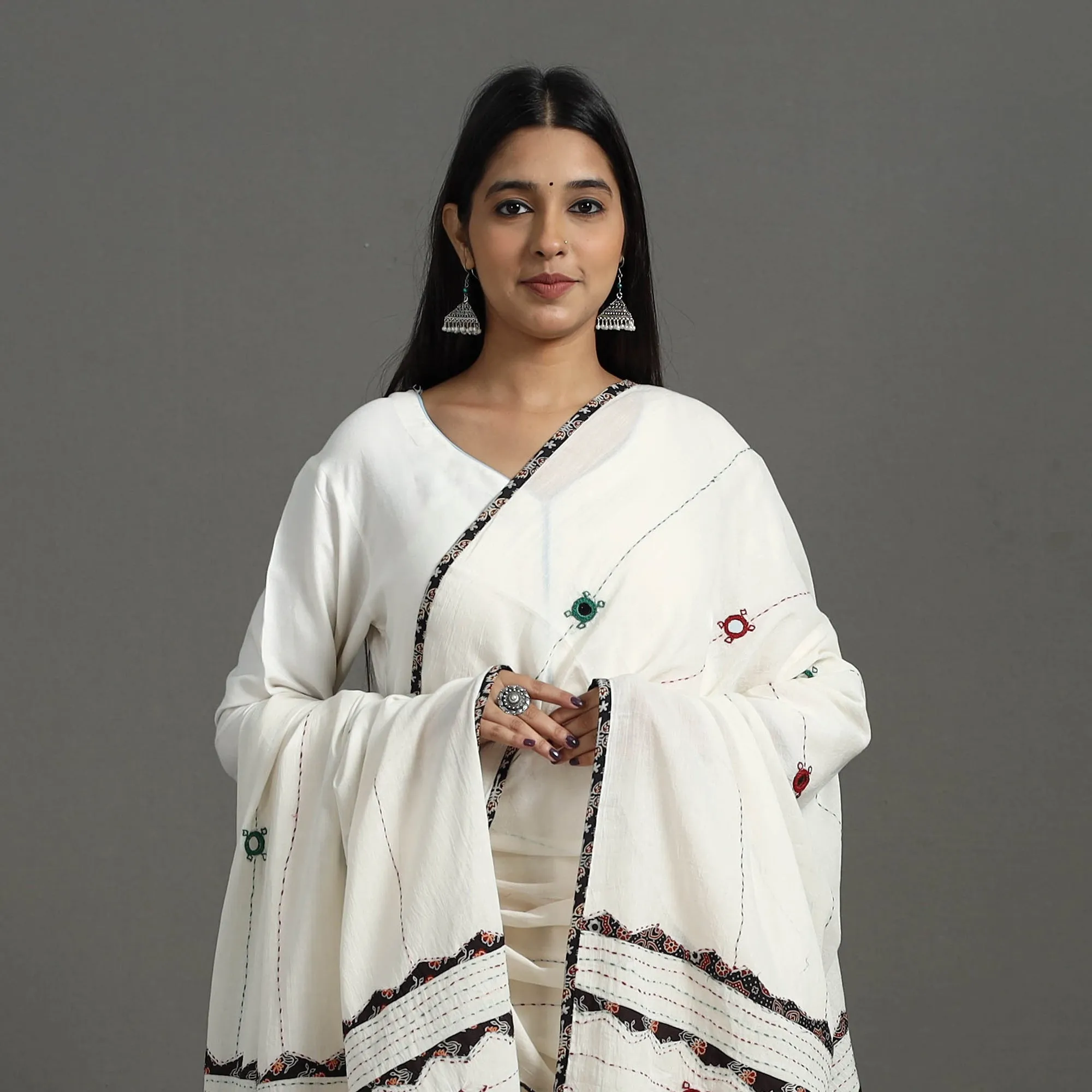 Applique Patchwork Cotton Tagai Kantha Dupatta 60