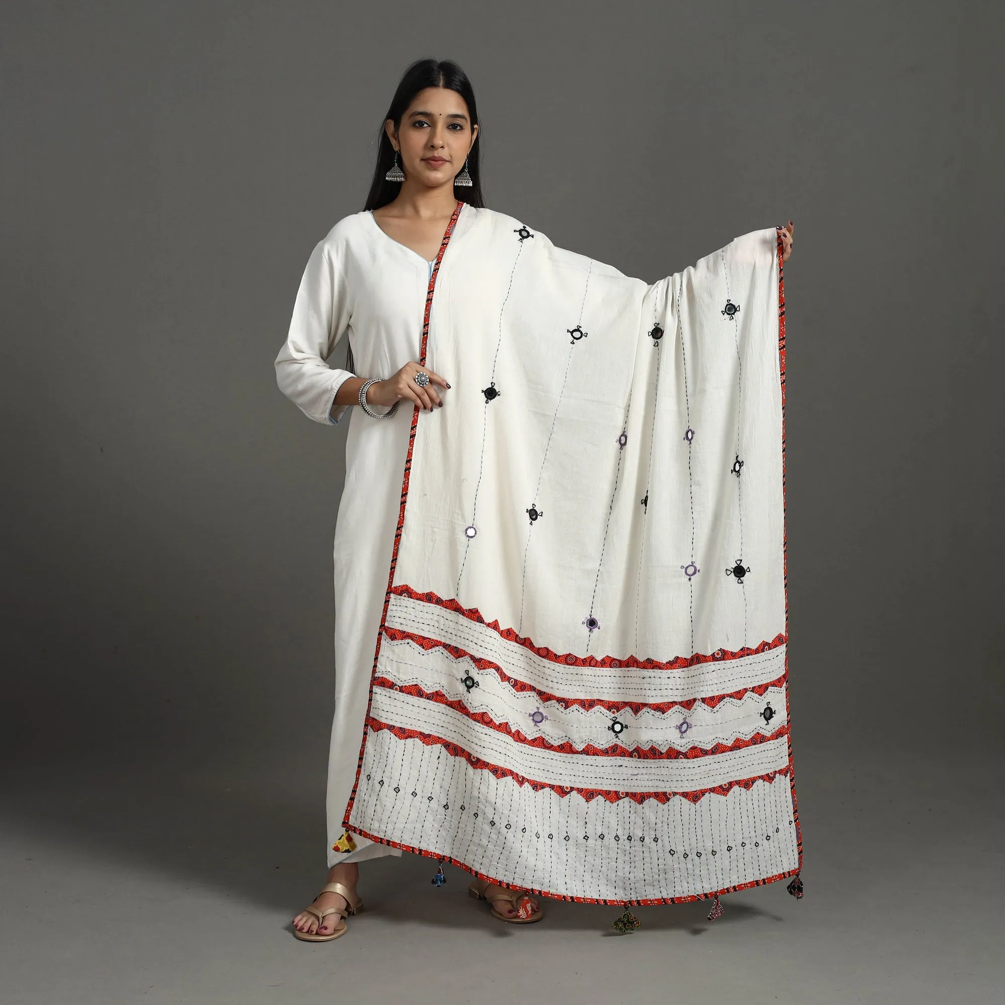 Applique Patchwork Cotton Tagai Kantha Dupatta 66