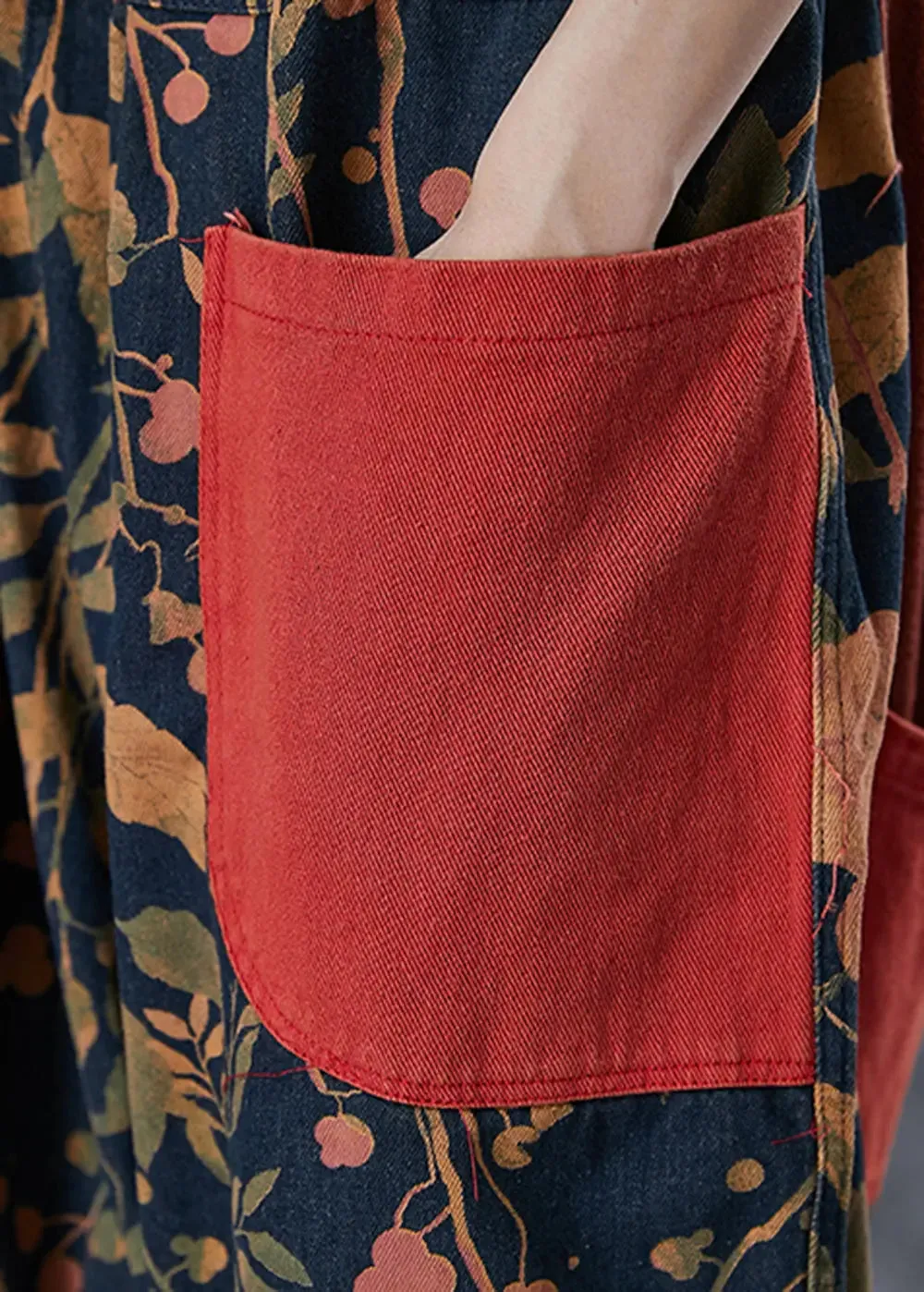 Art Khaki Print Cotton Harem Pants