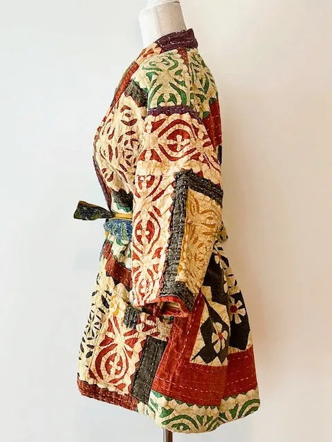 Artisan Cutwork Cotton Kantha Long Sleeve Jacket (Mixed))