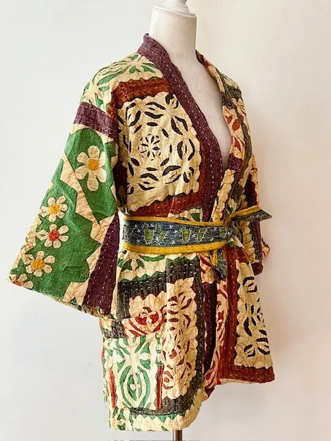 Artisan Cutwork Cotton Kantha Long Sleeve Jacket (Mixed))