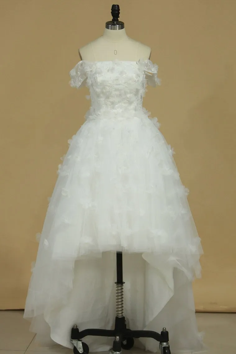 Asymmetrical Homecoming Dresses Off The Shoulder Tulle A Line