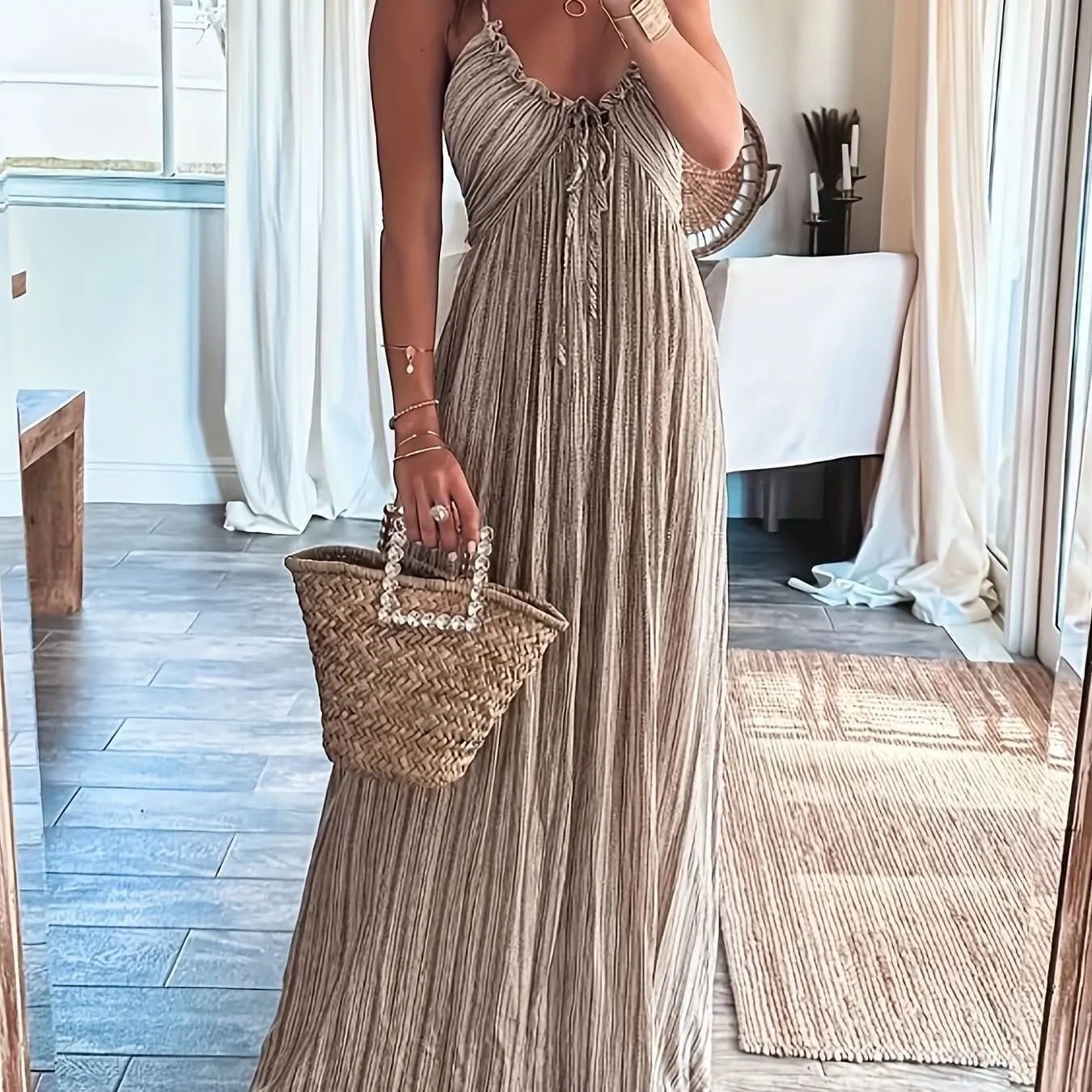 Backless Knotted Halter Maxi Dress  - By Lustmia