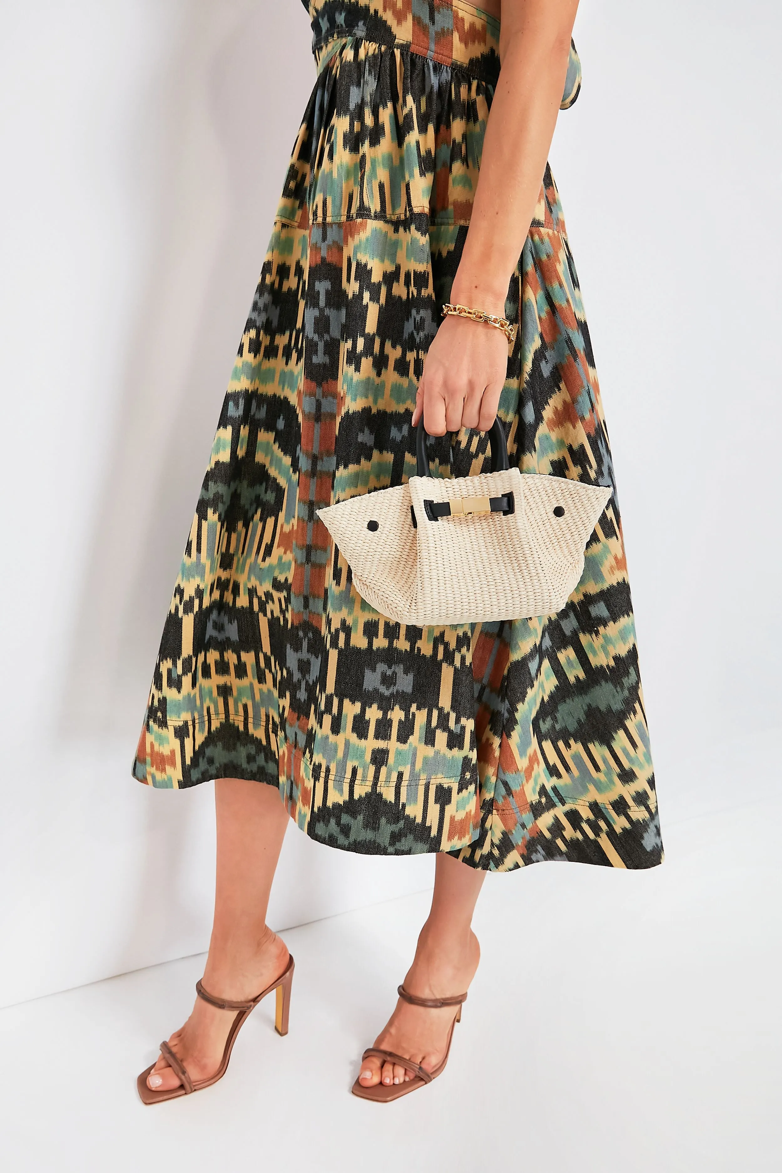 Black Natural Raffia Mini New York Bag