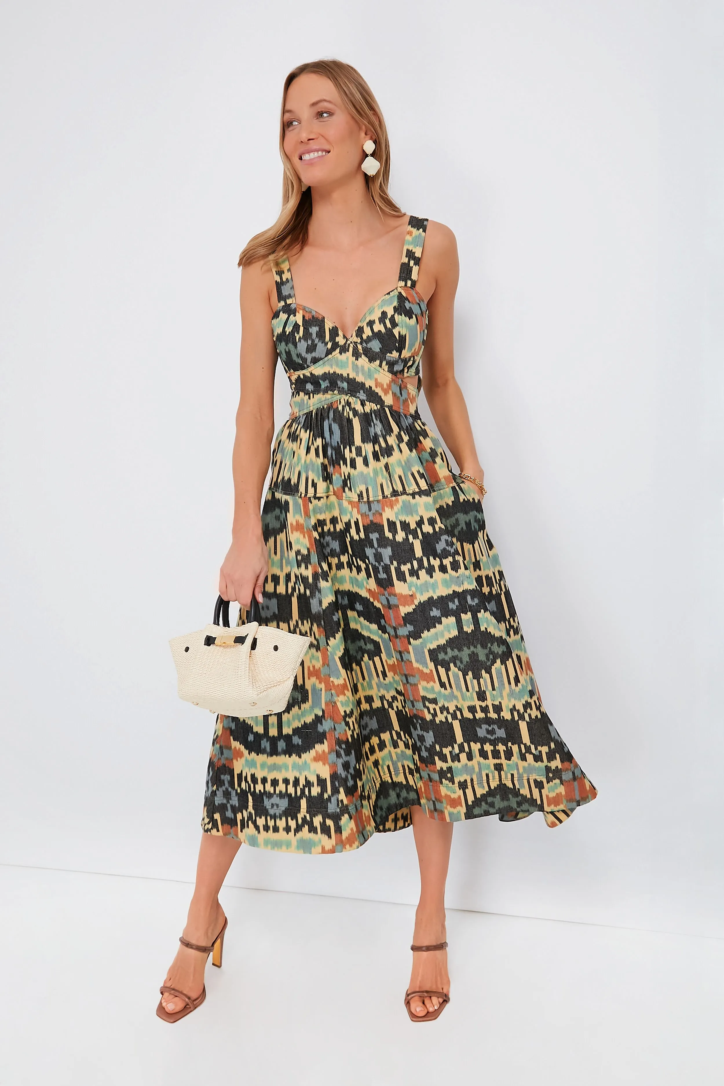 Black Natural Raffia Mini New York Bag