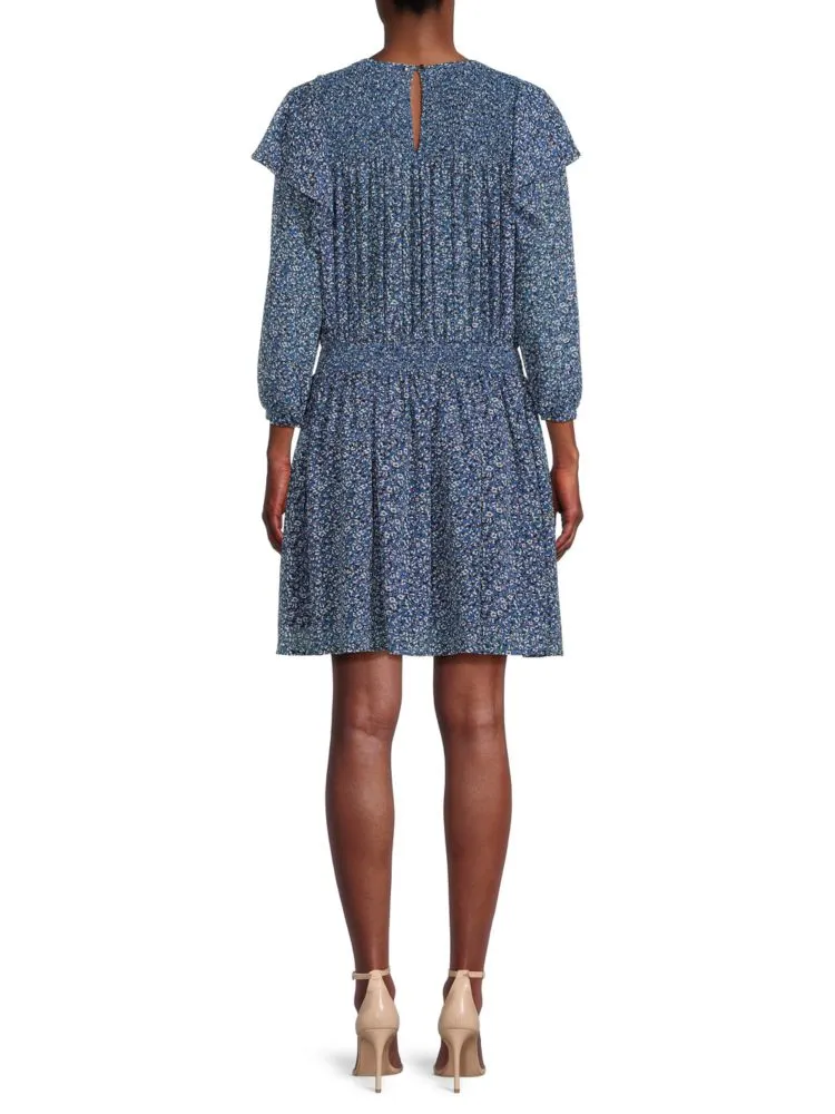 Boss Floral Print Duska Mini Dress, Blue