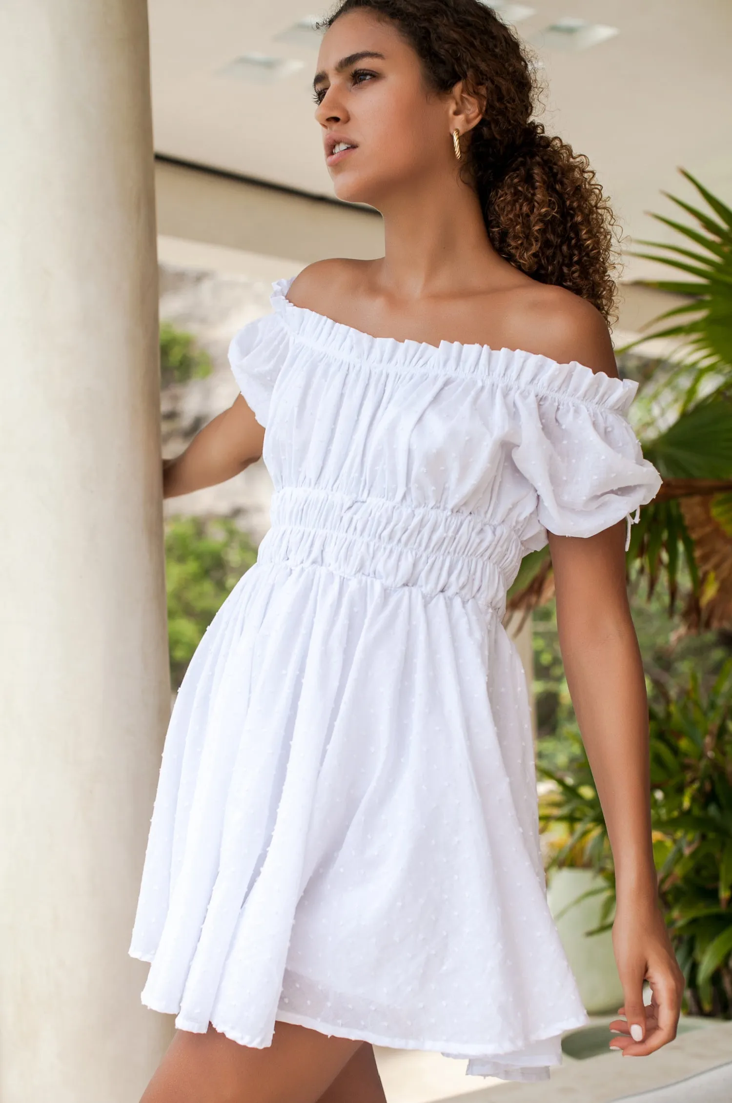 Butterfly Bliss Off Shoulder Mini Dress | Handcrafted from 100% Organic Cotton