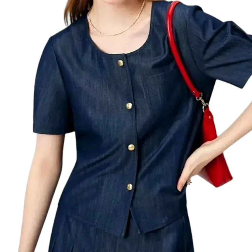 Casual dark women's jeans shirt