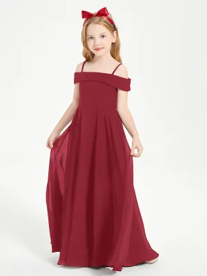 Chic Junior Bridesmaid Dresses Off the Shoulder Burgundy