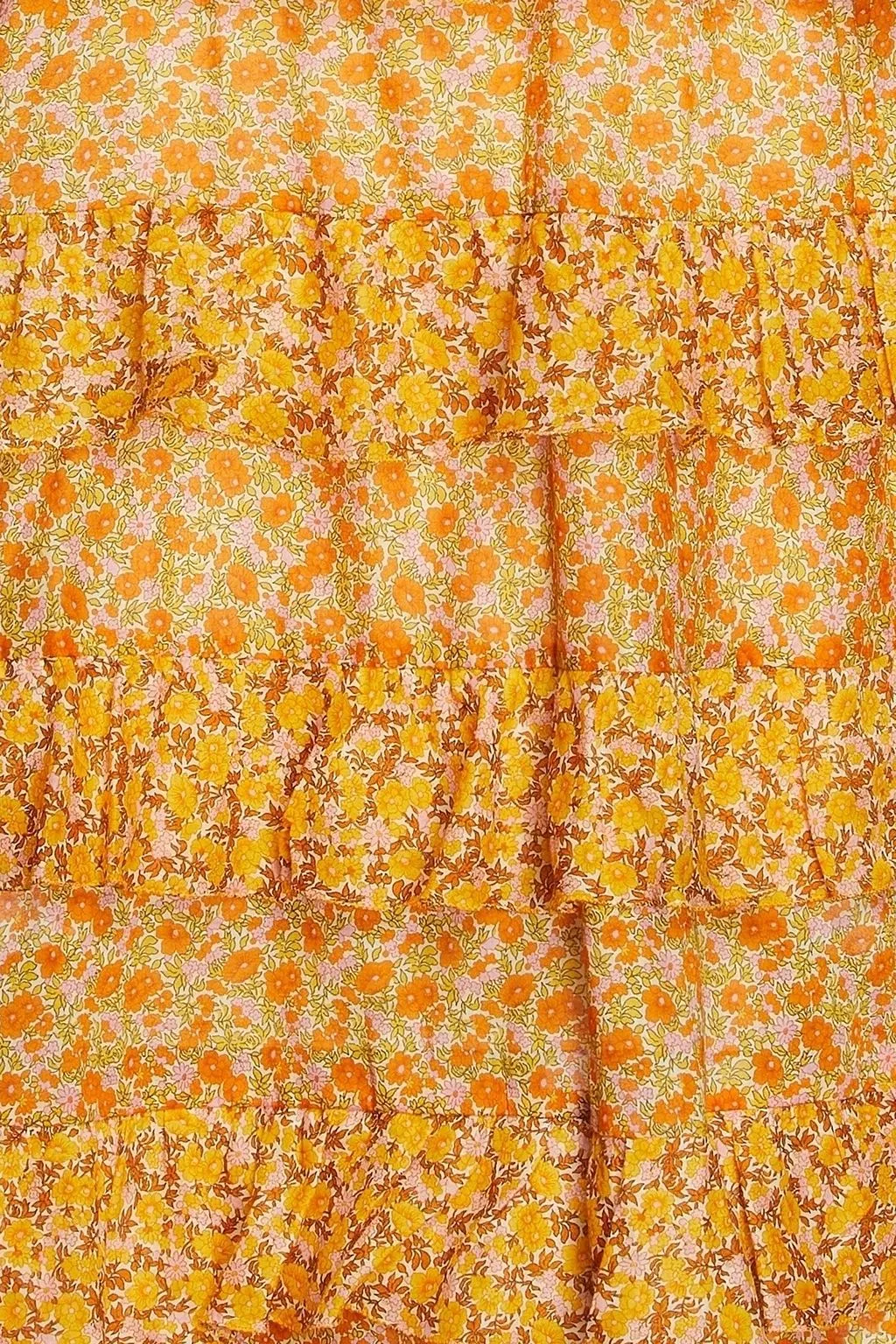 Cotton poplin midi dress with ruffles and floral print MAJE, orange