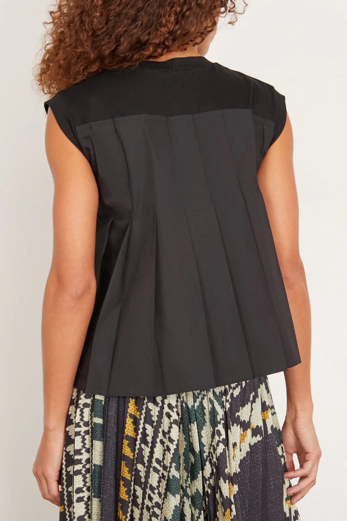 Cotton Poplin x Cotton Jersey T-Shirt in Black