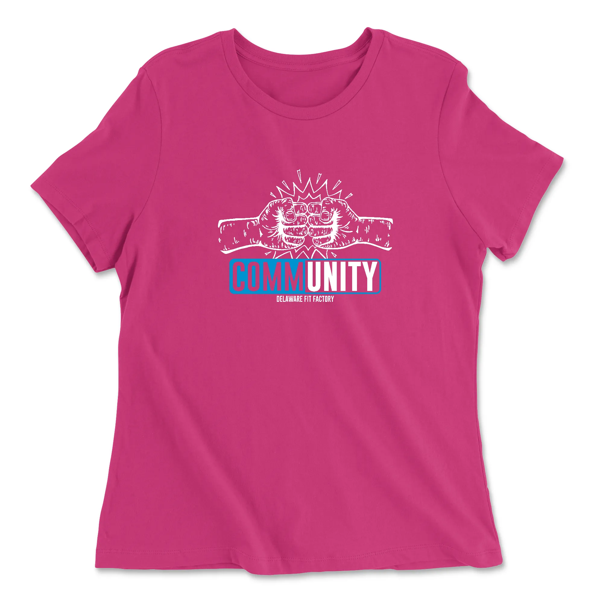 CrossFit Delaware DFF CommUNITY Fistbump Dark Blue White Womens - Relaxed Jersey T-Shirt
