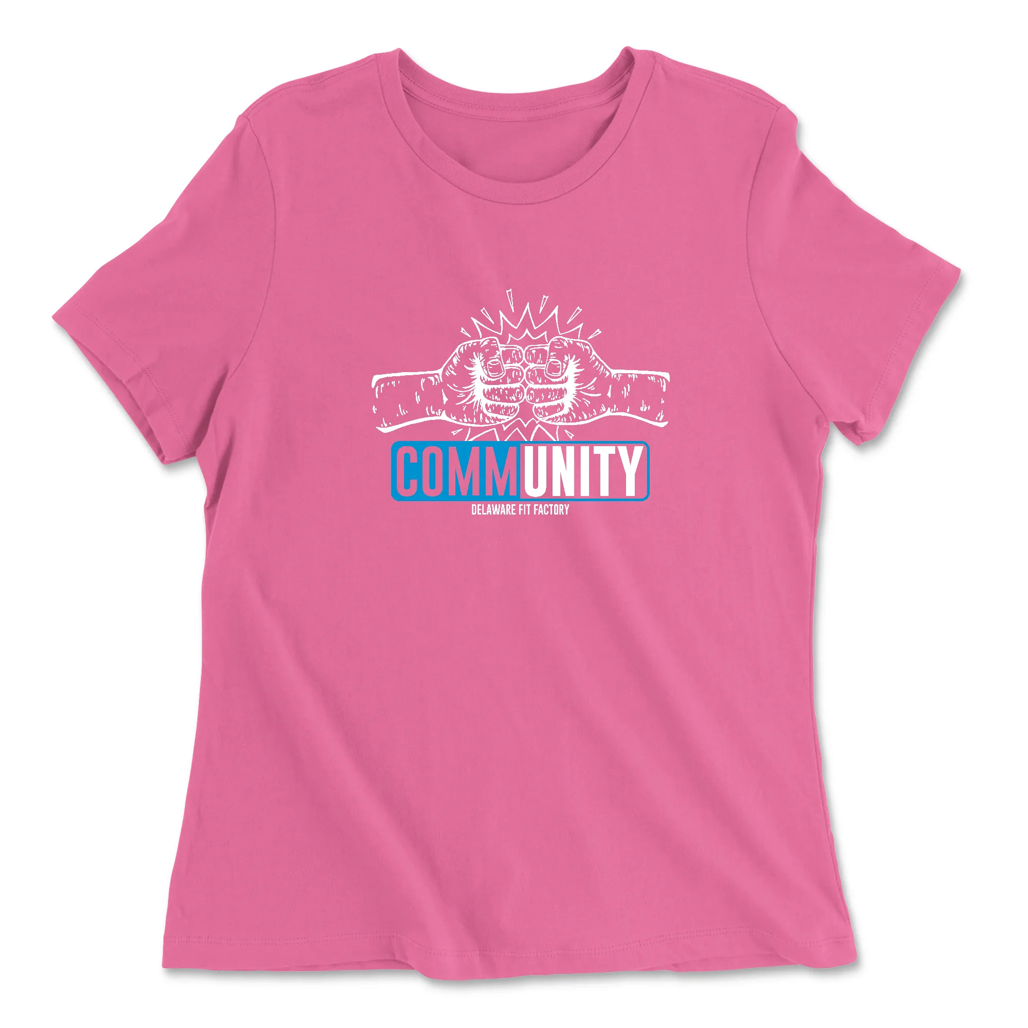 CrossFit Delaware DFF CommUNITY Fistbump Dark Blue White Womens - Relaxed Jersey T-Shirt