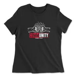CrossFit Delaware DFF CommUNITY Fistbump Red White Womens - Relaxed Jersey T-Shirt