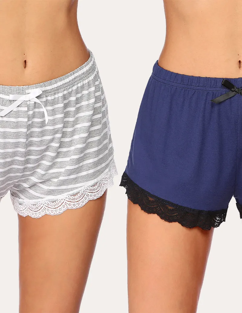 Ekouaer Lace Patchwork Pajamas Shorts (US Only)
