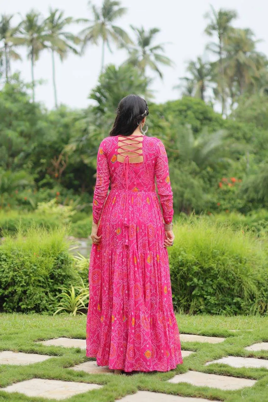 Elegant and Fabulous Bandhni Printed  Gowns
