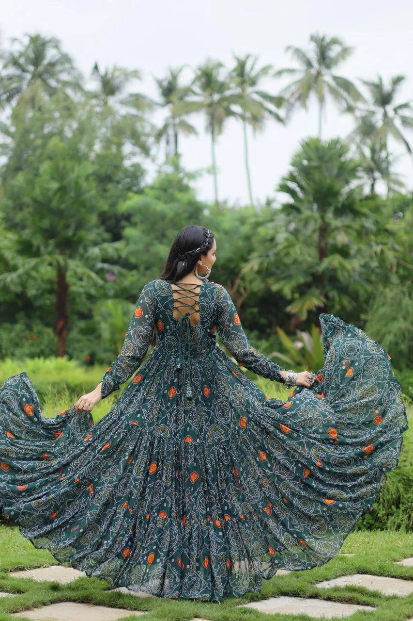 Elegant and Fabulous Bandhni Printed  Gowns