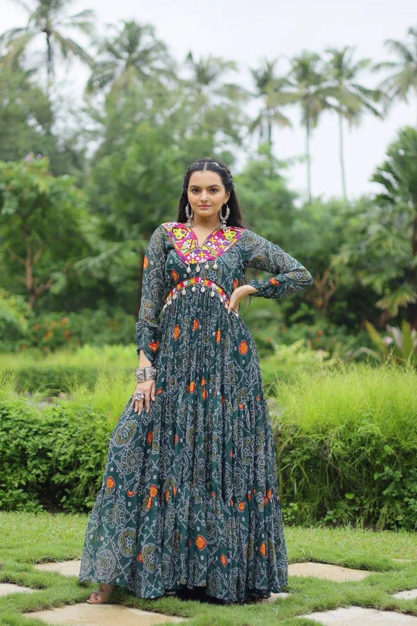 Elegant and Fabulous Bandhni Printed  Gowns