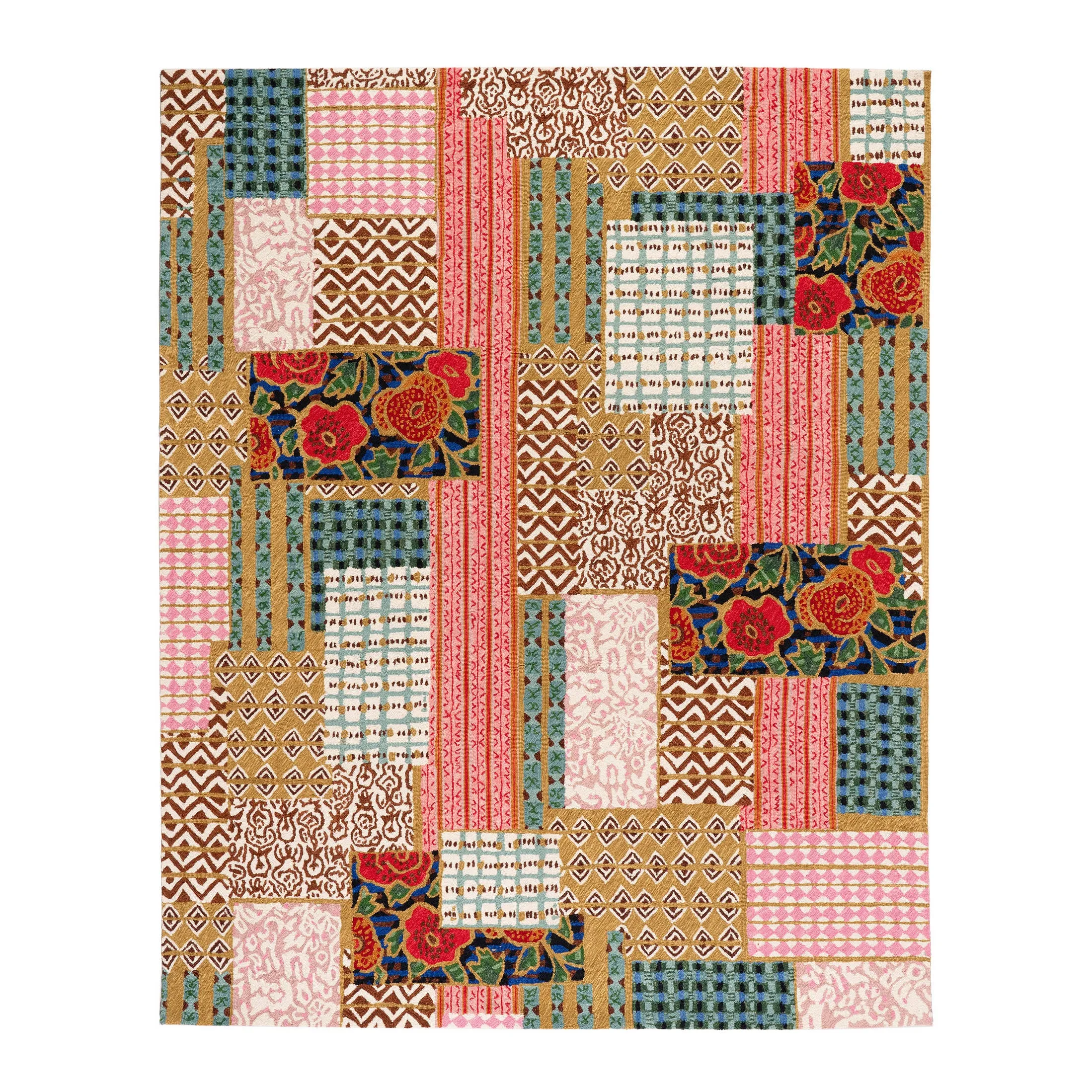 Elm Patchwork Multi Hand Micro Hooked Wool Rug