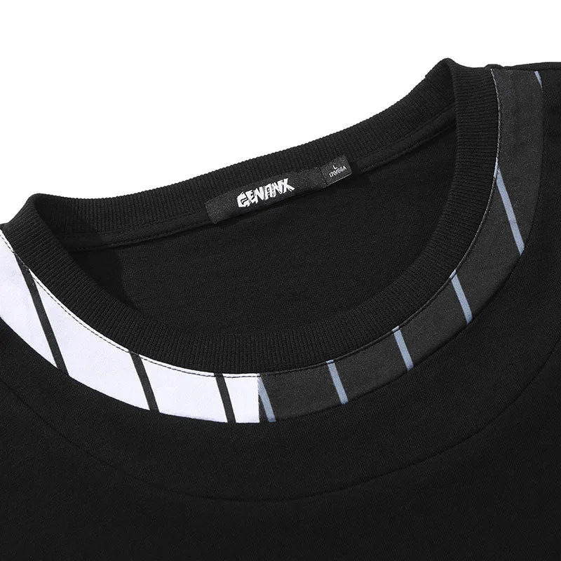 Fake Two Piece Color Block Striped Print T-Shirt
