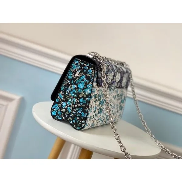 Floral Print Twist Mm Chain Shoulder Bag M55037 Blue 2019 Collection