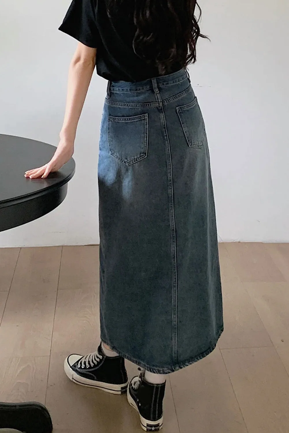 Flytonn-cute winter outfits casual winter outfits christmas outfit party look inspos High Waist Front Split A-Line Denim Skirts