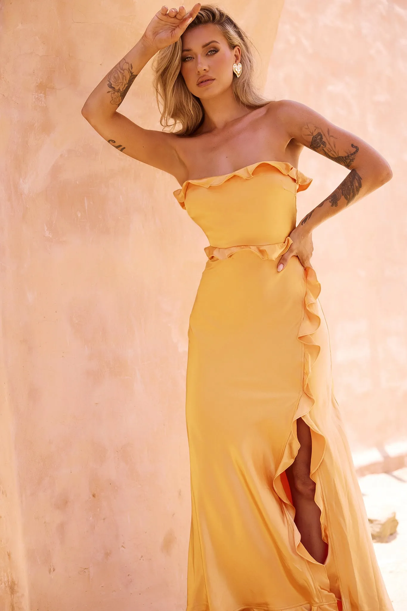 Frill All Up Maxi Dress - Sunset