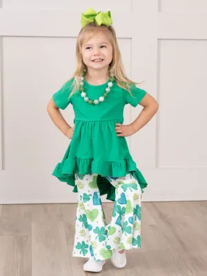 Green Hearts & Clovers Ruffle Outfit - Restocked!