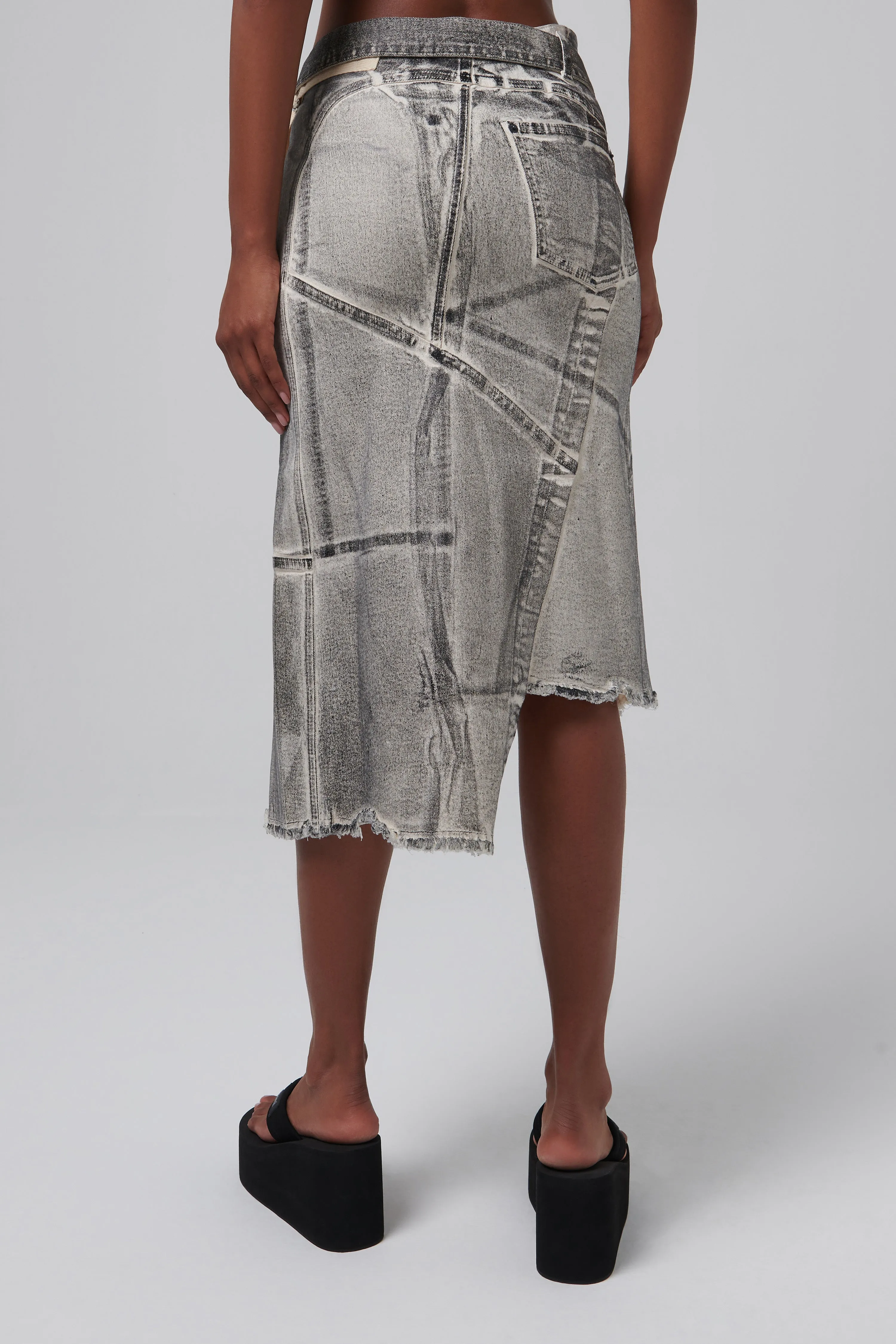 Grey Denim Wrap Skirt