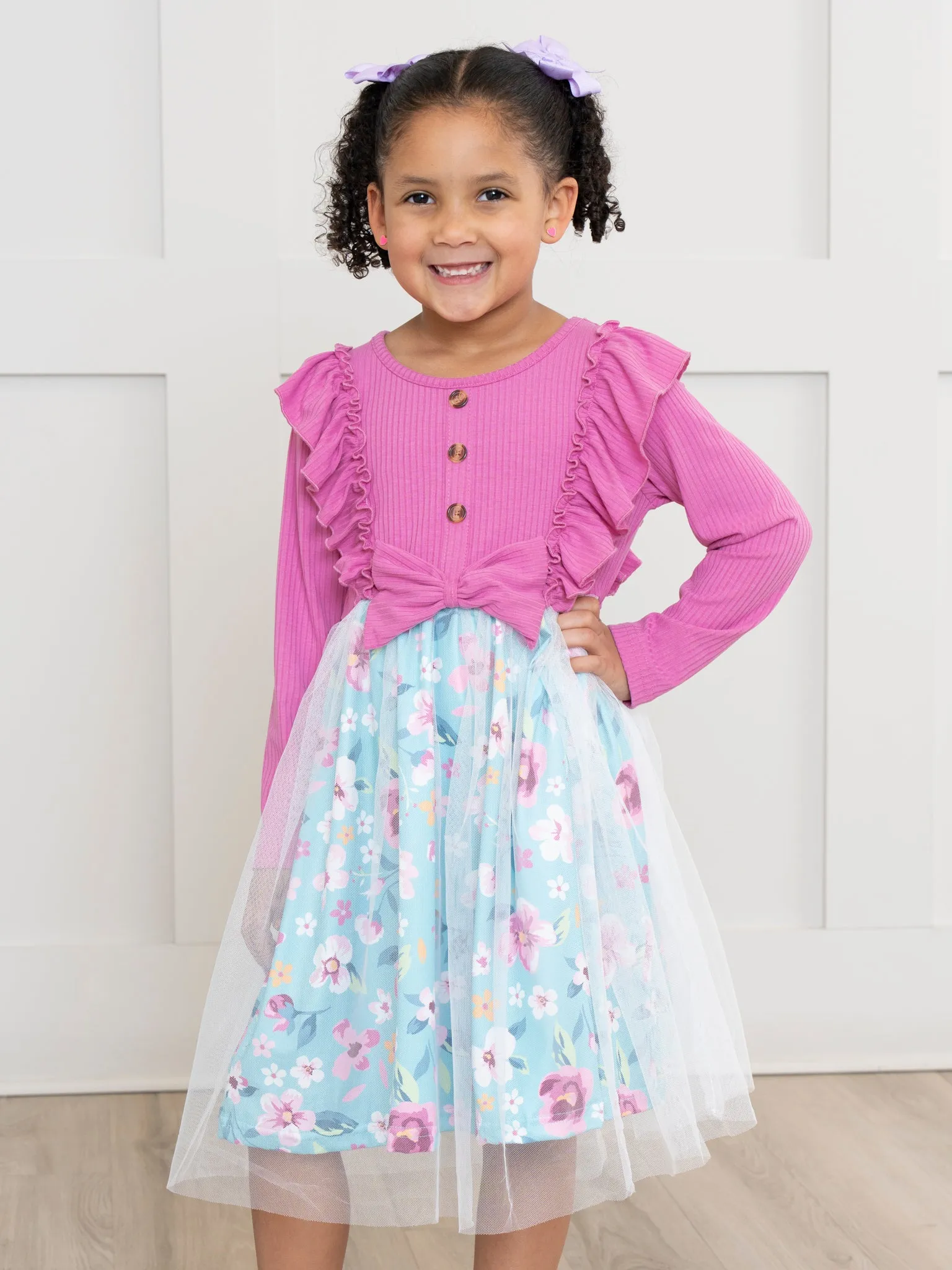 Hot Pink Garden Ruffle Tulle Dress