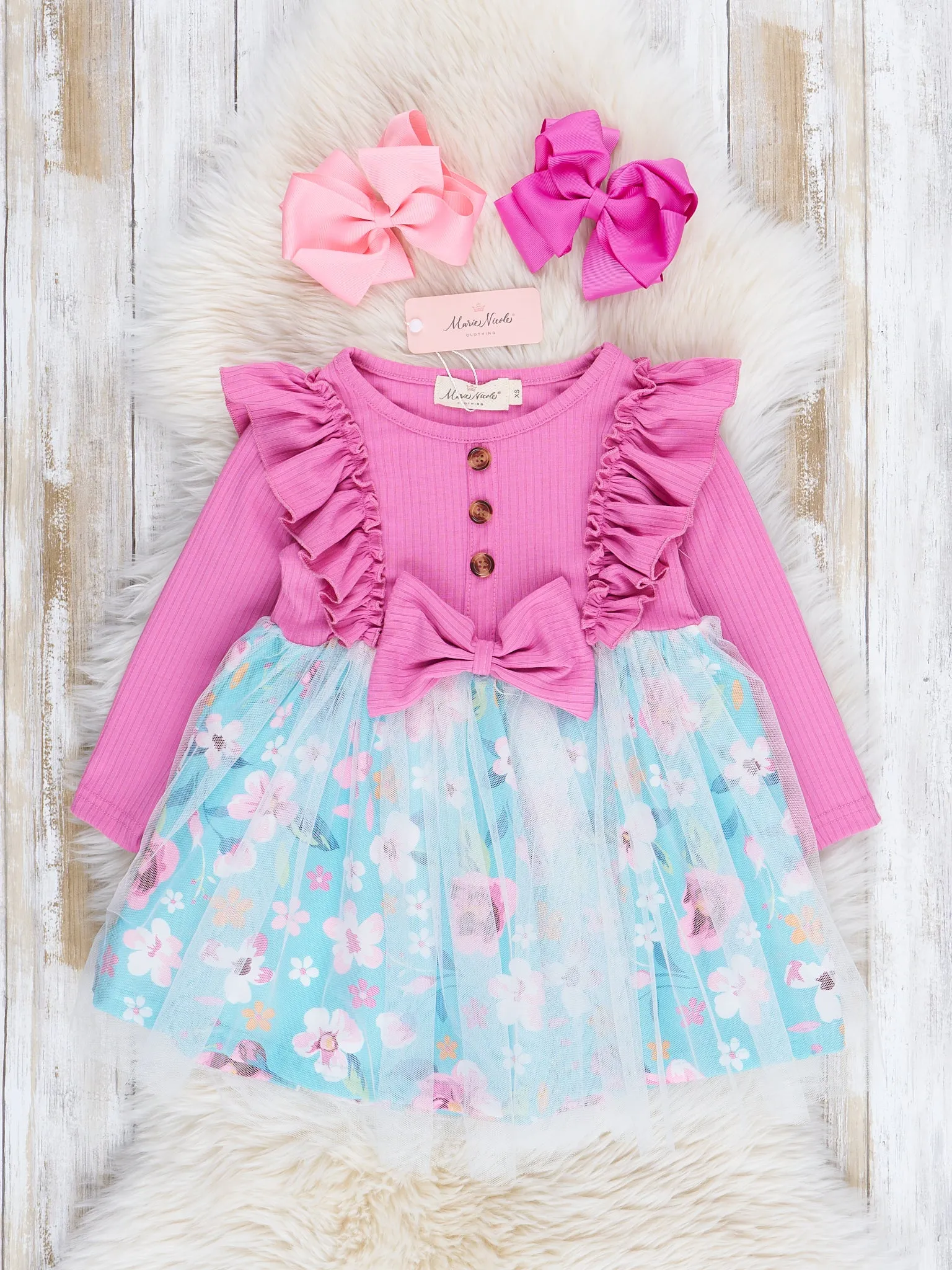 Hot Pink Garden Ruffle Tulle Dress