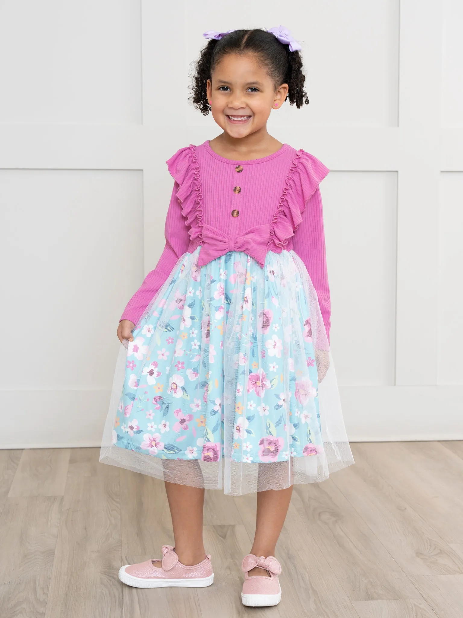 Hot Pink Garden Ruffle Tulle Dress