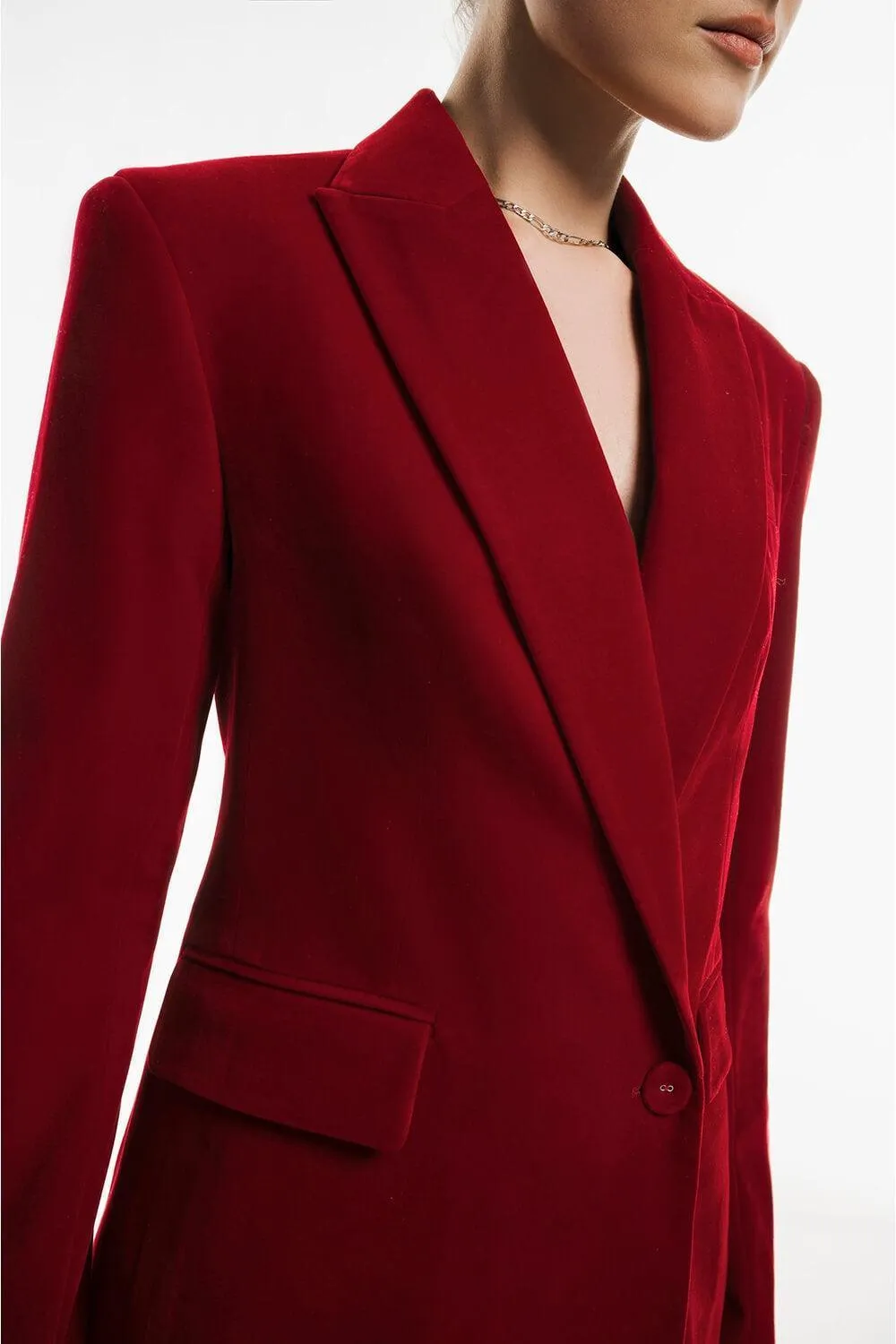 Isla Structured Long Sleeved Velvet Blazer