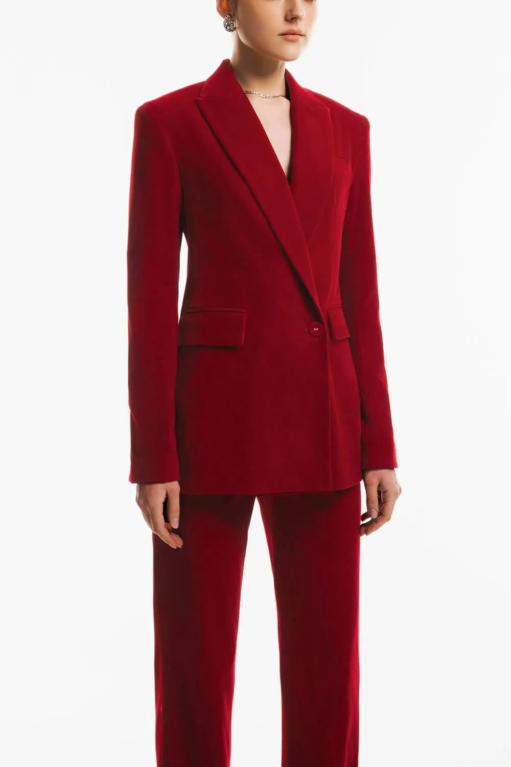 Isla Structured Long Sleeved Velvet Blazer
