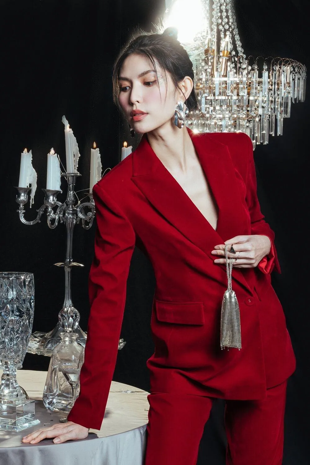 Isla Structured Long Sleeved Velvet Blazer