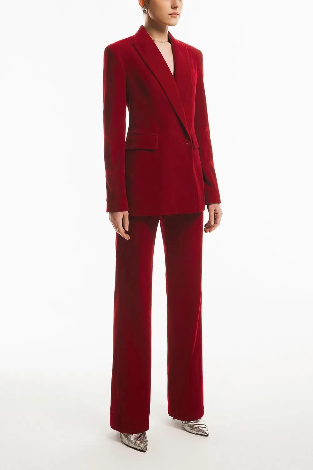 Isla Structured Long Sleeved Velvet Blazer