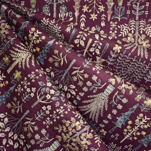 Japanese Whimsical Trees Viella Twill Shirting Plum SY