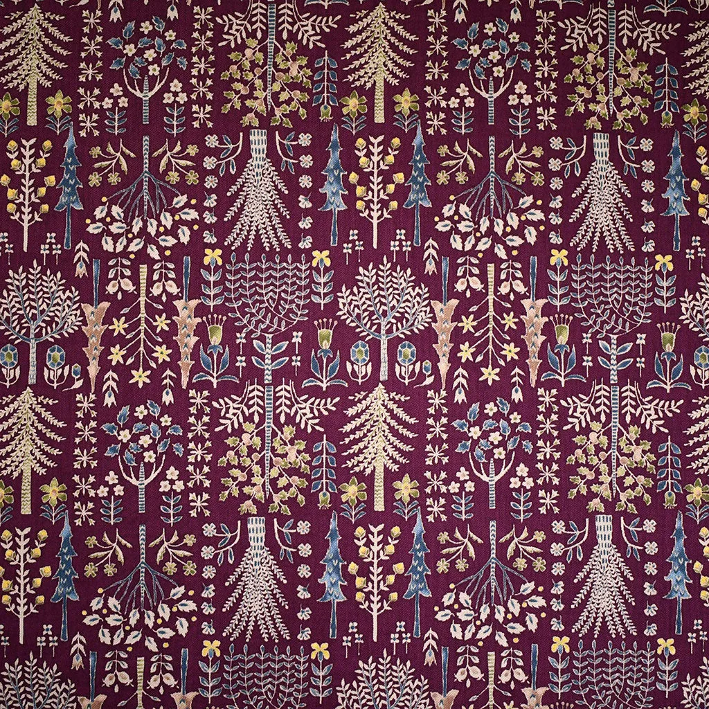 Japanese Whimsical Trees Viella Twill Shirting Plum SY