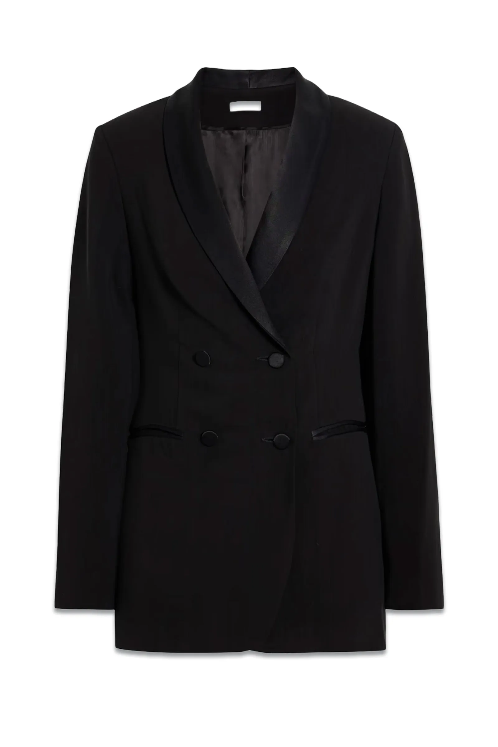 Jasmin Double-breasted Satin-trimmed Crepe Blazer