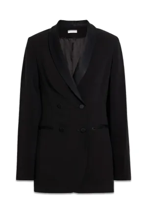 Jasmin Double-breasted Satin-trimmed Crepe Blazer