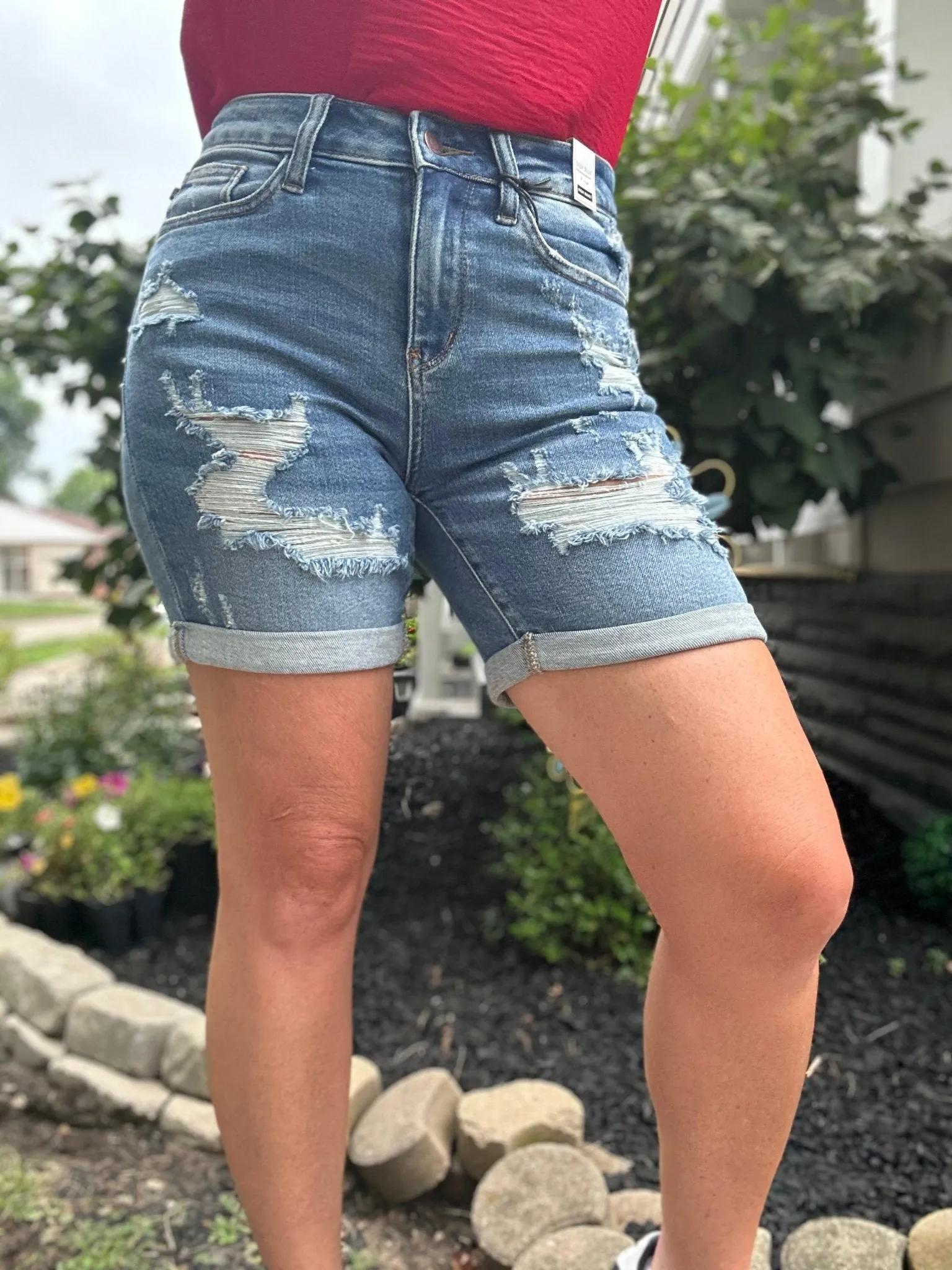 Judy Blue High Waist Mid-Length Destroyed Denim