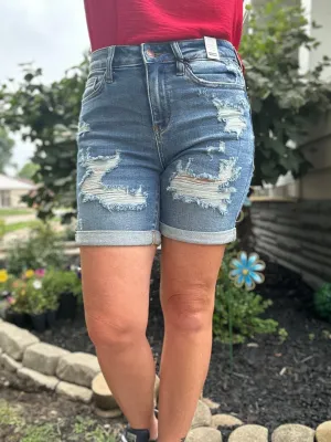 Judy Blue High Waist Mid-Length Destroyed Denim
